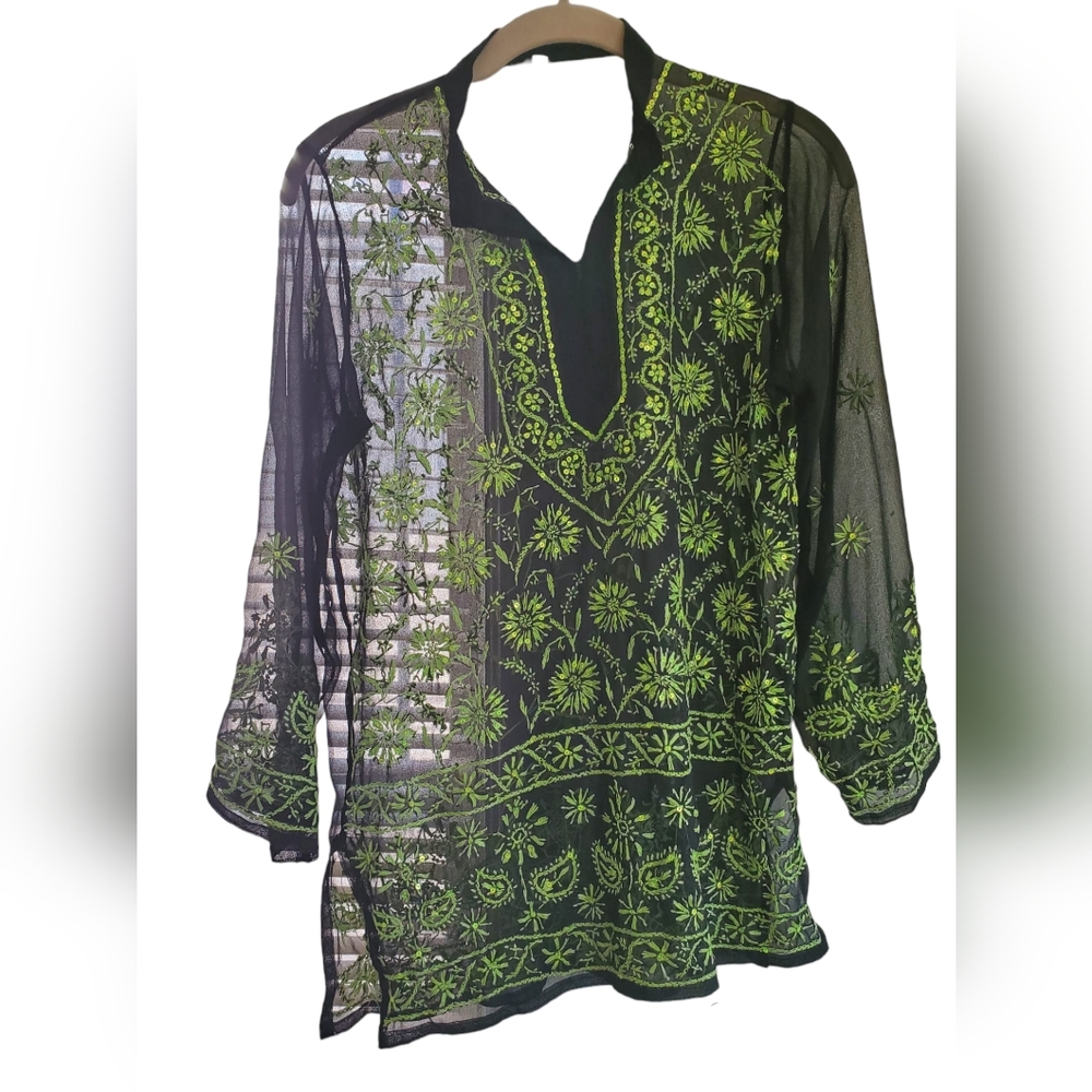 Black and Green Blouse